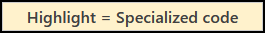 Highlight = Specialized code