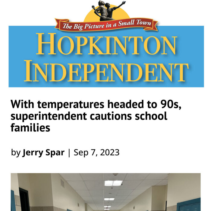 image of an announcement about temperatures heading to the 90s